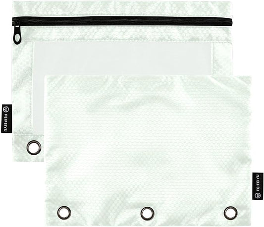 Gredecor Binder Pencil Pouch 3 Ring Honeydew Zipper Pencil Pouches Case 2 Pack Clear Binder Organizer for School Office