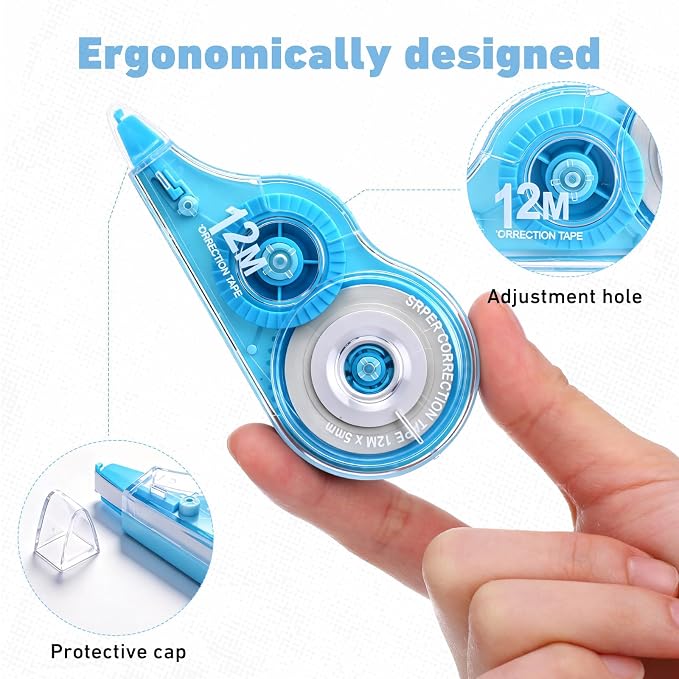 AmazingSpark 100 Pcs Correction Tape Bulk 39.4 ft White Wrong out Tear-resistant Instant Corrections Easy to Use Applicator for School, Office, Note Taking, Journal, Tape Width 0.2in(5 Macaron Colors)