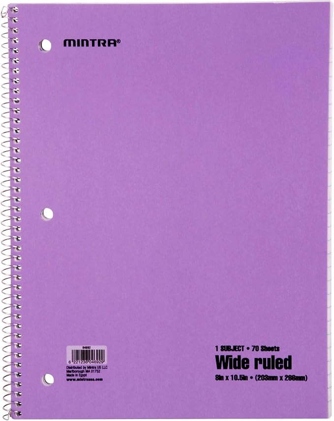 Mintra Office Spiral Notebooks, Wirebound, Journals for School, Work, Business, Aesthetic Stationery, Writing Pads, Teacher & Student Supplies (6, Pastel, Wide)