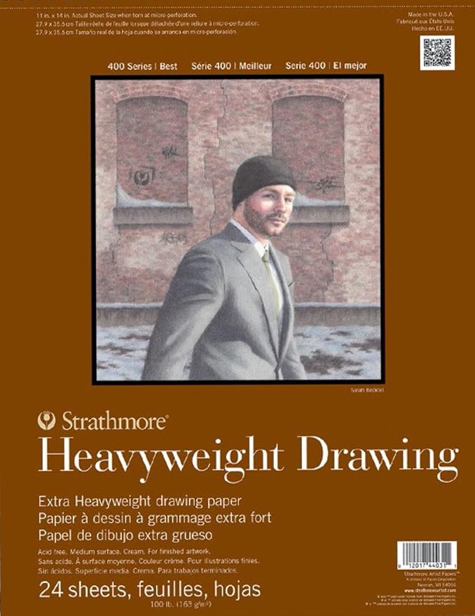 Strathmore 400 Series Heavyweight Drawing Pad, Medium Surface, 11"x14" Wire Bound, 24 Sheets