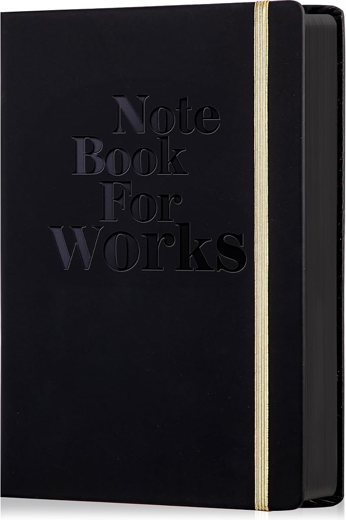 MINICAGIE Lined Journal Notebook for Men and Women, 256 Pages Black Journals for Writing, Hardcover A5 Journaling Notebooks Daily Work Travel Office Journal 5.7'' X 8.5'' Black Gold