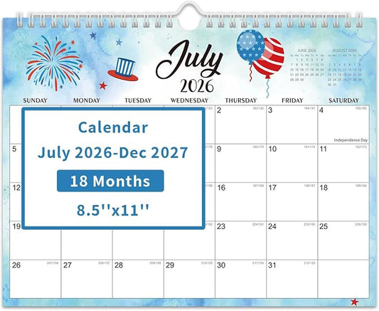 Comix 2026-2027 Wall Calendar, 18 Month Planner for Home Office Classroom | 120GSM Thick Paper, Large Lined Blocks, Ink Bleed Resistant, Reinforced Hanger, for Home Office Classroom Family Planning