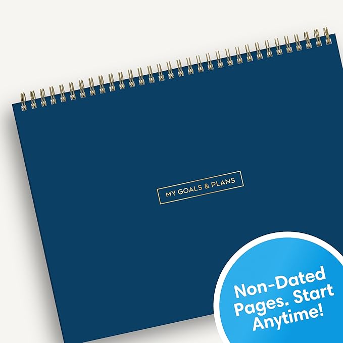 Blue Sky Undated Weekly Planner Pad, 12"x9", Navy | Top Safety Wirebound, Notes Section, For Office and School