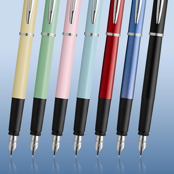 Waterman Allure Fountain Pen | Stainless Steel | Fine Nib | Blue Ink