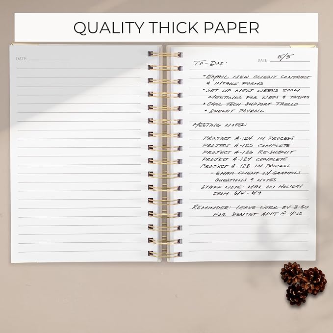 Aesthetic Thick Spiral Notebook Journal For Women in A5 Format - Modern Linen Hardcover College Ruled Note Book With 220 Lined Pages - Perfect For Writing And Staying Organized at Work or Schoo