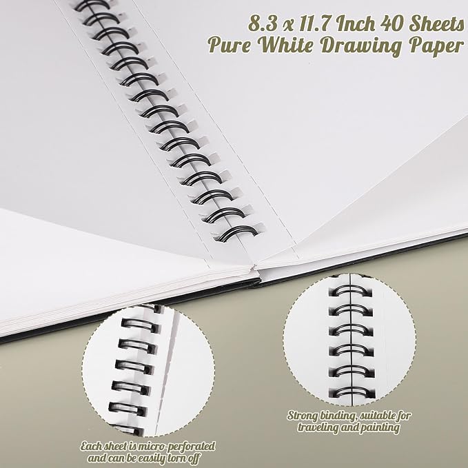 A4 Marker Paper Pad 40 Sheets, 8.3×11.7 Inch Bleedproof Art Sketch Pad, 73lb/120gsm Drawing Paper Spiral Sketch Book, Painting Coloring Alcohol Marker Paper for Beginners, Artists, Gift | 120gsm Acid-Free Bleed Resistant Paper, Lays Flat, Tear-Off Page...