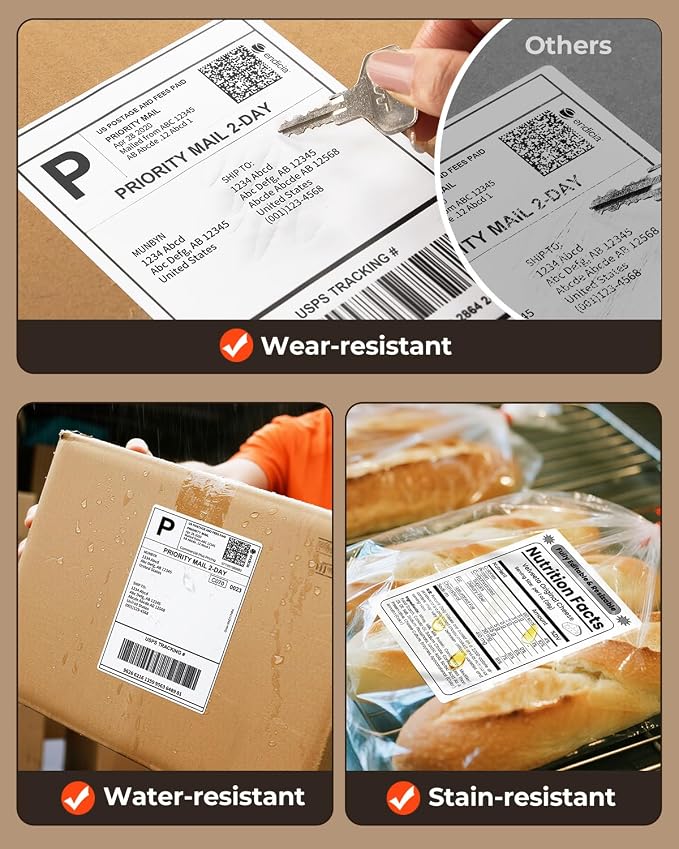 MUNBYN 4x6 Thermal Printer Labels, Commercial Grade, 220 Sheets/Stack | 4"x6" Fanfold Shipping Labels, No BPA and BPS, Print Clear and Sharp, Strong Adhesive, Compatible with Most Thermal Printers