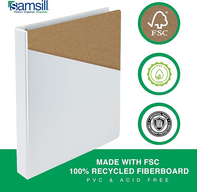Samsill 1 Inch 3 Ring Binders, Made in USA, Economy Round Ring with Clear View Cover, 200 Sheet Capacity, White, Pallet of 864 Binders in 36 Cartons