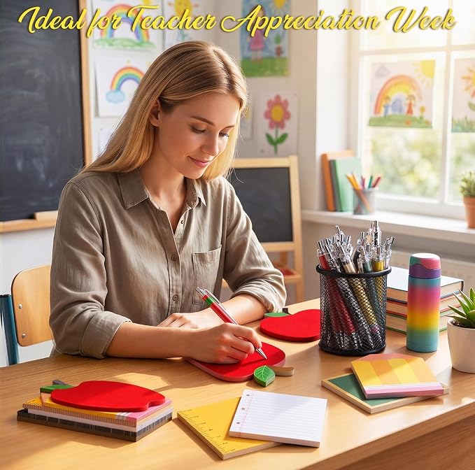 Eaasty 72 Pcs Back to School Teacher Gifts Bulk Cute Composition Notepads and Ballpoint Pens with Ribbon Inspirational Thank You Gifts for Teacher, Student, Staff, Coworker