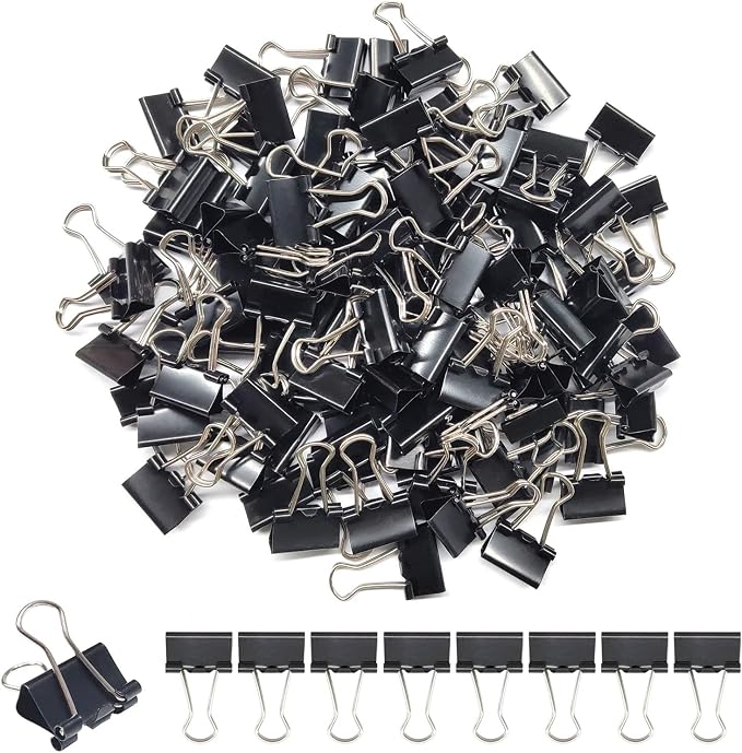 Ykimok 240Pcs Mini Binder Clips, 5/8 inch(15mm), Paper Clamps Small Size for Office Supplies, Black