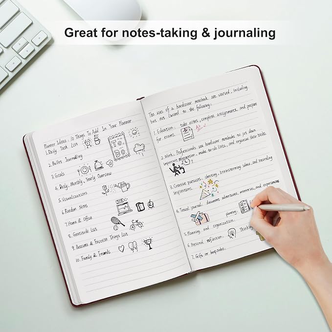 Comix 6 Pack Lined Journal Notebooks, 240 Pages, 5.5 x 8.3 inch, Burgundy, A5 Medium Hardcover Notebooks, Classic College Ruled Notebooks for Writing