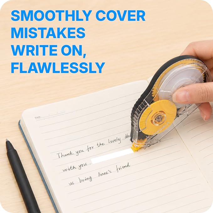 OWLKELA 2 Pack Plus Correction Tape, Tear-Resistant White Correction Tape, No Dry Time, Easy to Use, Office & School Supplies, 0.2 in Wide, 98.4 Ft, Yellow Core, Green Core