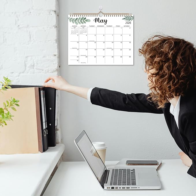 Comix 2026 Wall Calendar 14x11 Inch- 12 Monthly Calendar, January 2026 to December 2026, 2026 Hanging Calendar with Spiral Binding Week Numbers, Ideal for School,Office and Home, Macaron Color