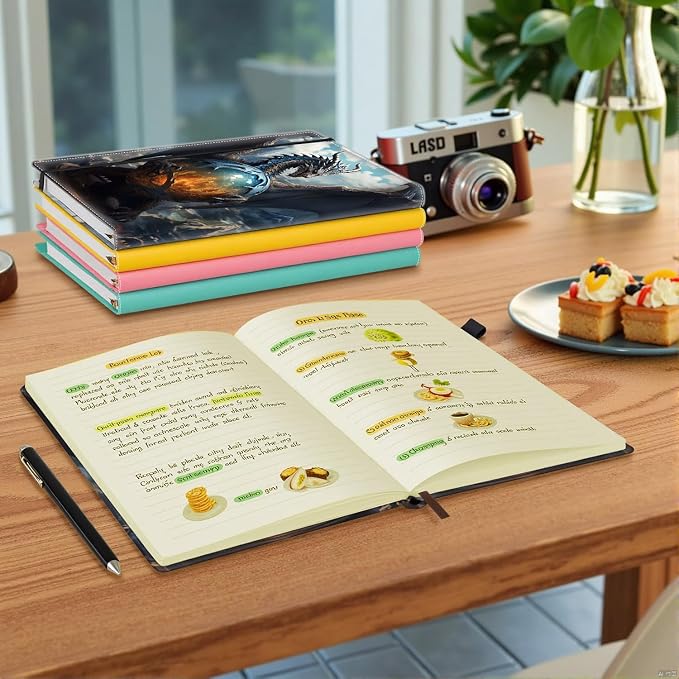 Hardcover Executive Notebooks, A5 PU Leather Lined Journal Notebook, 200 Pages Thick Paper Subject Notebooks for School,Work,Home Writing Business Notebook, Diary Book ， Dragon