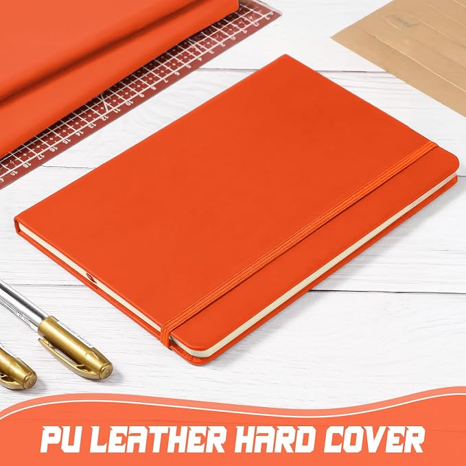 Honoson 20 Pack A5 Lined Journal Notebooks Hardcover Executive Notebook 5.5" x 8.3" PU Leather Wide Ruled Journals Bulk 160 Pages for Back to School Supplies Office Business Home (Orange)
