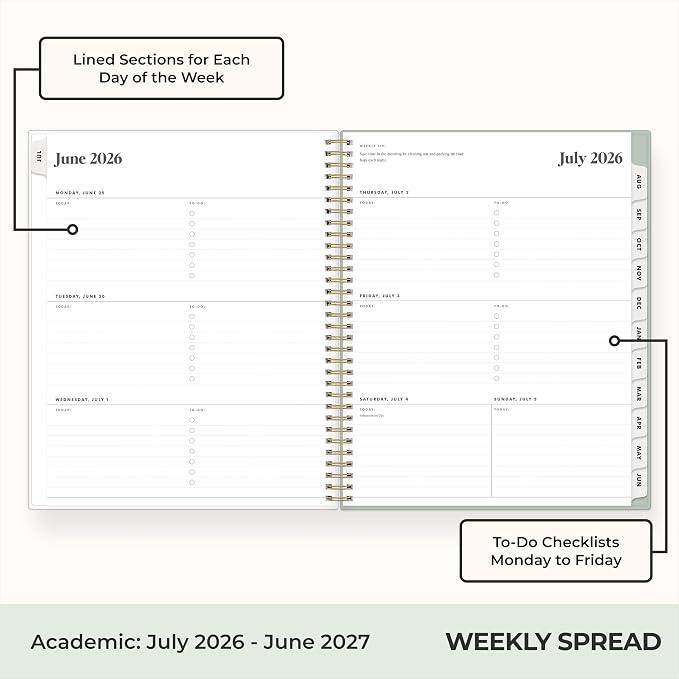 Blue Sky 2026-2027 Weekly & Monthly Academic Planner, 8.5"x11", Marisa | July 2026 - June 2027, Flexible Cover, Wirebound, Laminated Tabs, Storage Pocket, Stickers, Academic Year, The Everygirl