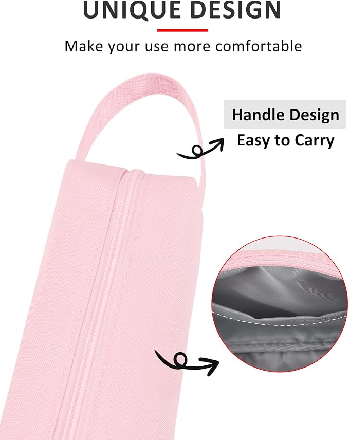 Fmeida Simple Pencil Case Pouch, Office Supplies Gift for Women, Light Pink | Eco-Friendly Fabric, Water-Resistant, Inner Pocket, Carry Handle