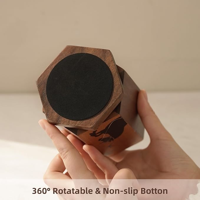 Solid Wood Pen Holder for Desk, Rotating Pencil & Pen Holder | Black Walunt Wood & Cherry Wood Pen Cup, Hexagonal, Walnut Desk Accessories, Desk Organizer for Office,Gift for Horse Lover