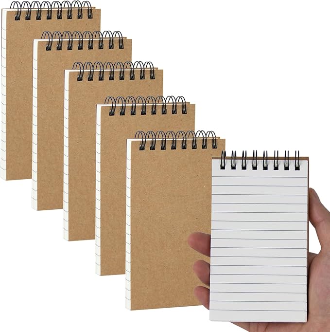 6 Pack 3x5" Spiral Pocket Notebook, College Ruled Small Notepad for School | Mini Notebooks & Small Notebooks, Pocket Notepads, Lined Note Pads for Home Office School Work Travel, Ideal for Quick Notes