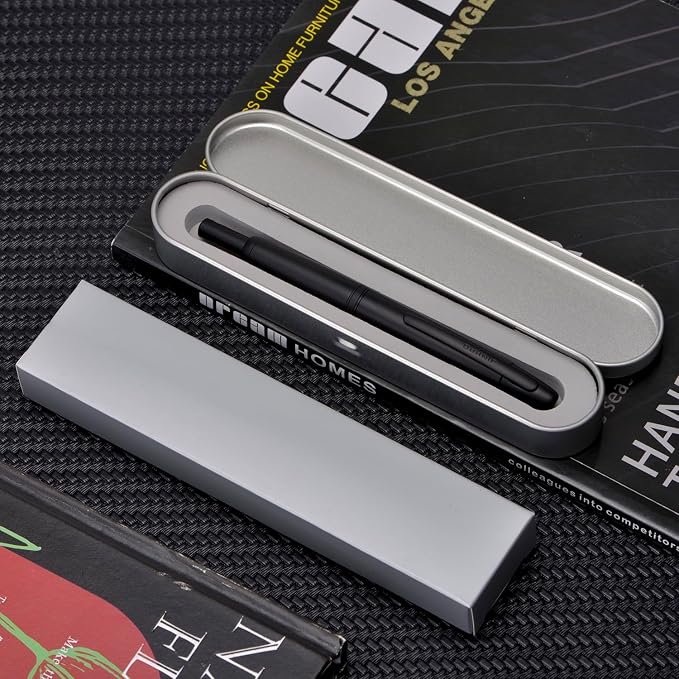 Jinhao 10 Press Fountain Pen with Box, Matte Black Retractable Fine Nib with Converter Set (Clip Version)