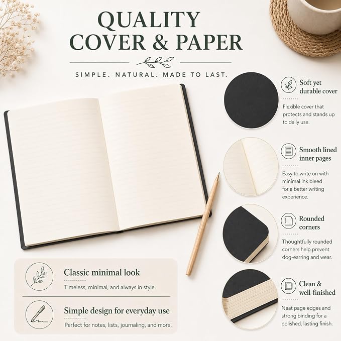 Mimorou 100 Pcs Journals Notebooks Bulk - Kraft Softcover A5 Small Notebooks 5.5 Inch x 8.3 Inch Notepads with 60 Page 30 Sheet for Writing Sketch Travel Office Supplies(Black,Lined)