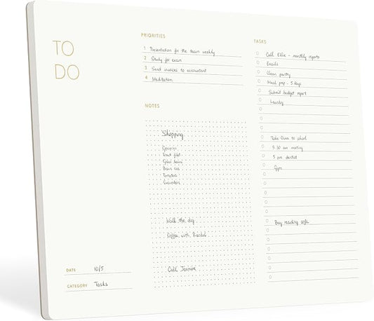 Pinesman - Elegant To Do List Notepad with Mouse Pad Feature, 11.22" x 7.87", 50 Tear-Off Sheets, Gold Foiled, Daily Planning, Eco-friendly To Do List Planner, FSC™ Certified To Do List Notebook for Work