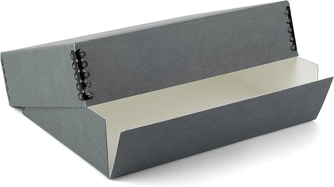 Lineco Museum Archival Storage Box, Drop Front, 11.75x18.25x3 in, Gray | Acid-Free with Metal Edge, Preserves Picture Longevity, Organize Photos, Newspapers, Prints, Documents, Crafts, DIY
