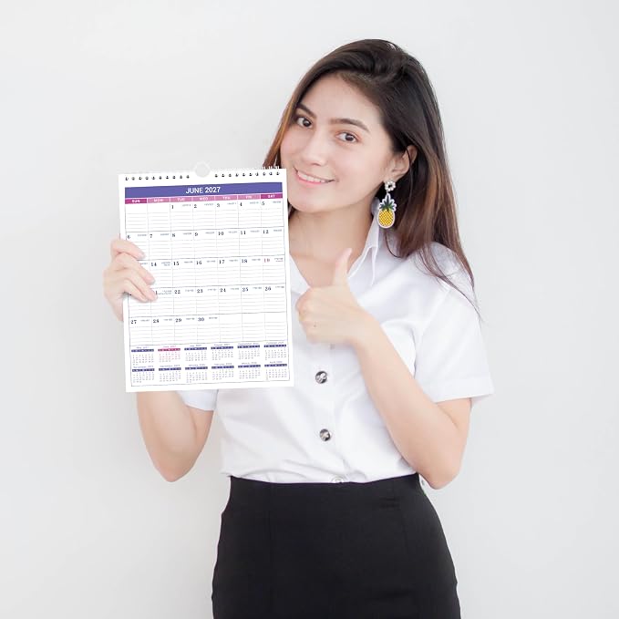 2027 Wall Calendar - Small Wall Calendar 2027, JAN 2027 - DEC 2027, 8.5" x 11", Twin-Wire Binding, Ruled Blocks, Julian Dates, Premium Paper