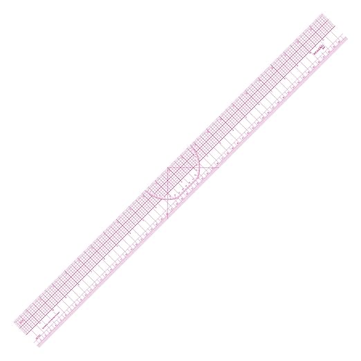 KEARING 24" 60cm Graph Ruler with Protractor - Dual Pattern Grading Tool | Clear 1.2mm flexible plastic grid ruler with zero centering scale and protractor. Sandwich line printings never rub off