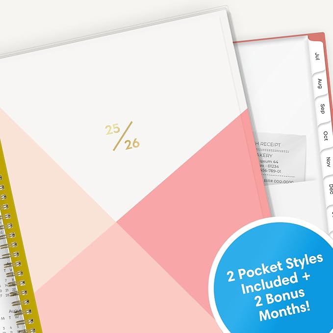 Blue Sky 2025-2026 Weekly & Monthly Academic Planner, 8.5"x11", Cali Pink | July 2025 - June 2026, Flexible Pocket Cover, Wirebound, Storage Pocket, Academic Year