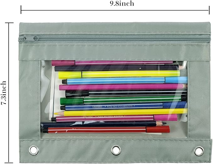 YoeeJob Pencil Pouch for 3 Ring Binder, Zipper Pencil Pouches Bulk, Pencil Case Pouch with Clear Window for Class, School, Office, Grey, 24 Packs