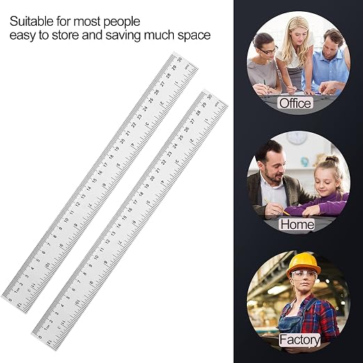 YouOKLight Plastic Ruler 30cm, Clear Ruler,Transparent Ruler 12 inch,Metric Ruler,Ruler 30cm for School,Transparent Straight rulers for Kids,and Office use,Drafting Tools,Measuring Tools,Pack of 2.