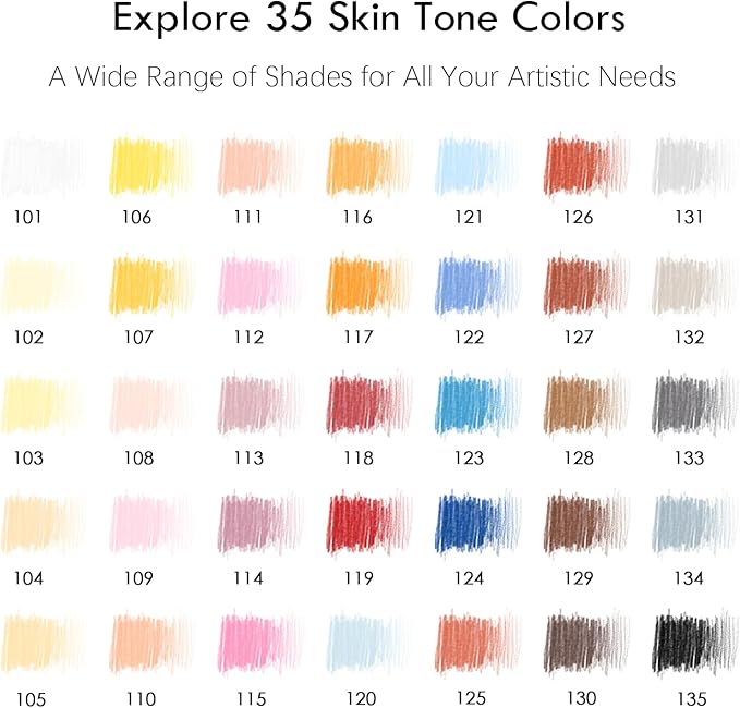 KALOUR PDAS 36 Skin Tones Colored Pencils Portrait Set Oil Based Pre-sharpened Drawing Pencils for Beginner Adult Artist Coloring Book Drawing Sketching Art Project, With Light Fast Ratings