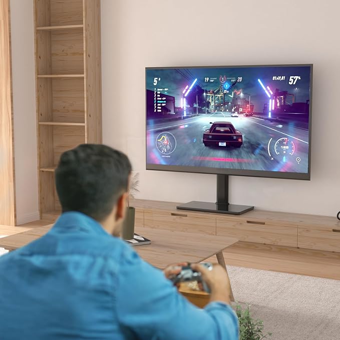 XINLEI Universal Swivel TV Stand Base Table Top TV Stand for 32-75 Inch TVs 60 Degree Swivel, 12 Height Adjustable Monitor Mount Stand, Max VESA 600x400mm,Holds up to 99lbs TS204