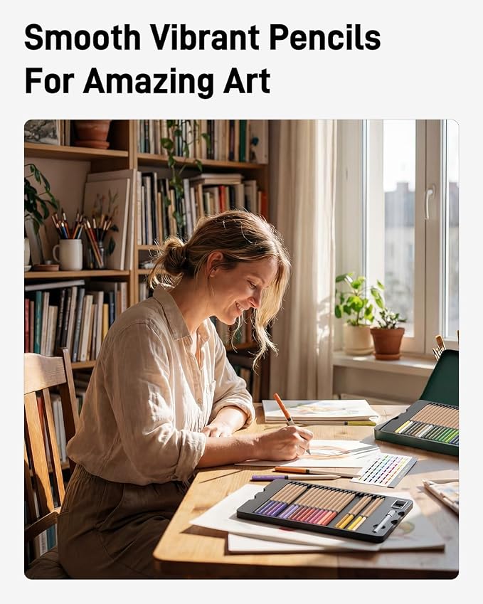 JusArt 48 Oil-Based Colored Pencils – Soft Core, Durable, Vibrant | Ultra-Smooth Oil Pastel Pencils for Adult Coloring, Portrait, Sketching, Landscape. Professional Drawing Pencils for Artists