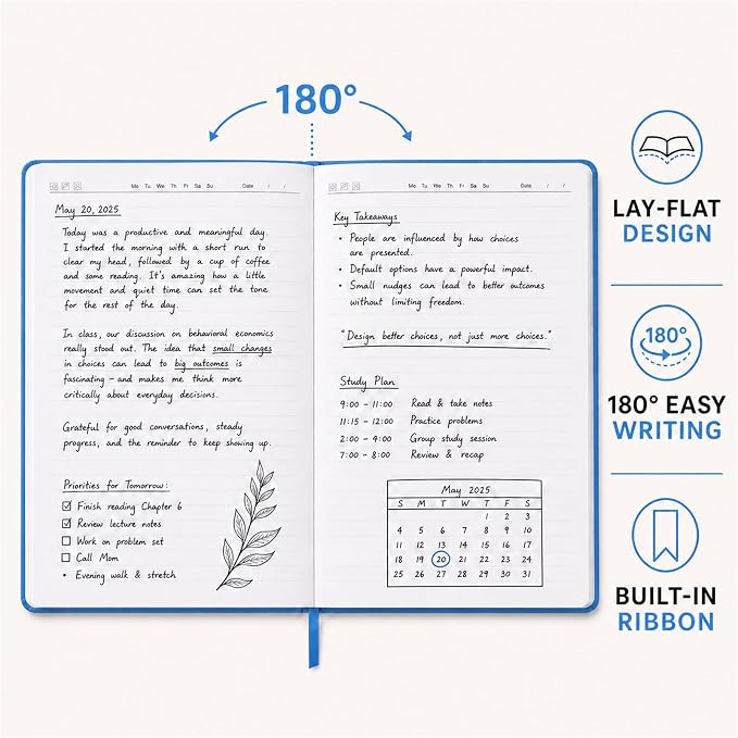 SUIN Hardcover-Journal-Notebooks, A5 Lined Journals Notebook for Writing 200 Pages, 8.2 x 5.5 inch, Classic Ruled Notebooks for Work/Travel/College (Light Blue - 6 Pack)