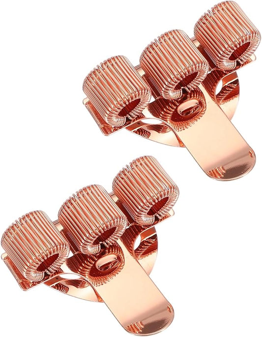 PATIKIL 2Pcs Pen Clip, 3 Holes Pen Holder Clip Metal Portable Spring Loop Organizer Universal for Notebook Journal Highlighter Office Business Pocket Clipboard Whiteboard, Rose Gold