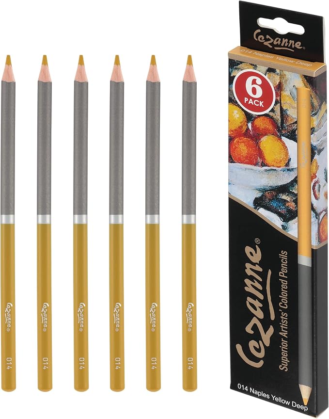 Cezanne Creative Mark Premium Colored Pencils, Naples Yellow, 2 Packs (12 Count) Highly Pigmented Artist Set, Smooth Sketching Coloring Highlighting Blending, Soft 3.3Mm Wax-Based