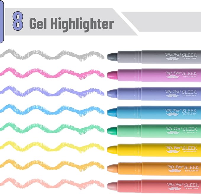 Mr. Pen- No Bleed Gel Highlighters, Friendly Colors, 8 Pack | Bible Highlighters and Pens No Bleed, Bible Markers for Study, Journaling, School Supplies and Accessories