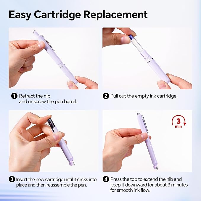 WRITECH Retractable Fountain Pen Set: Fine Nib Black Ink Premium Gift Box Includes 10 Cartridges, Perfect for Graduation Anniversaries Birthdays