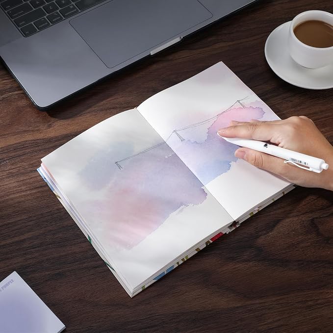 SIIXU A5 Colorful Journal for Women, 192Pg Blank Notebook for Journaling | Hand-illustrated by an Artist, Elastic Closure, 2 Ribbon Bookmark, Unique Beautiful Pages, Pretty Watercolor Design,Lay-flat