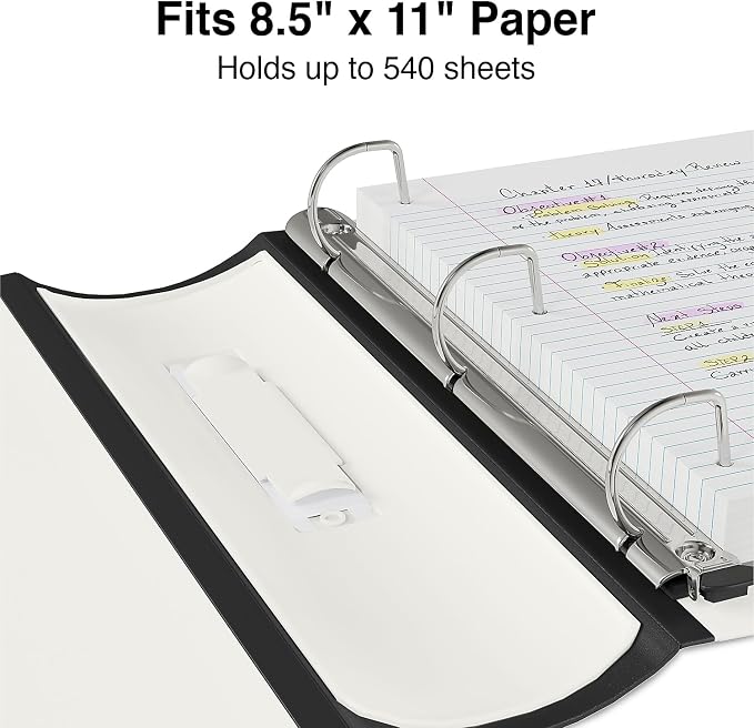 Staples Better Binder 2 Inch 3-Ring Binder, White, Wide Spine View Binder with Locking Rings, Durable Office Binder, 2 Pack