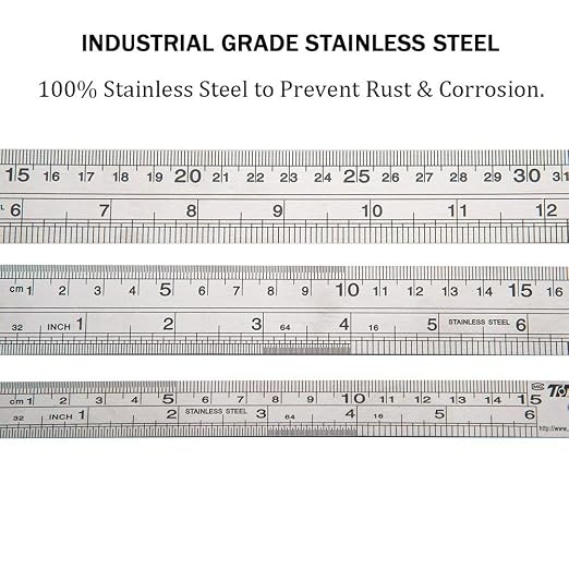 ZZTX Metal Ruler 6 Inch 12 Inch 16 Inch Stainless Steel 3 Pack | Rust-proof, Straight edge, Precise markings, Clear read