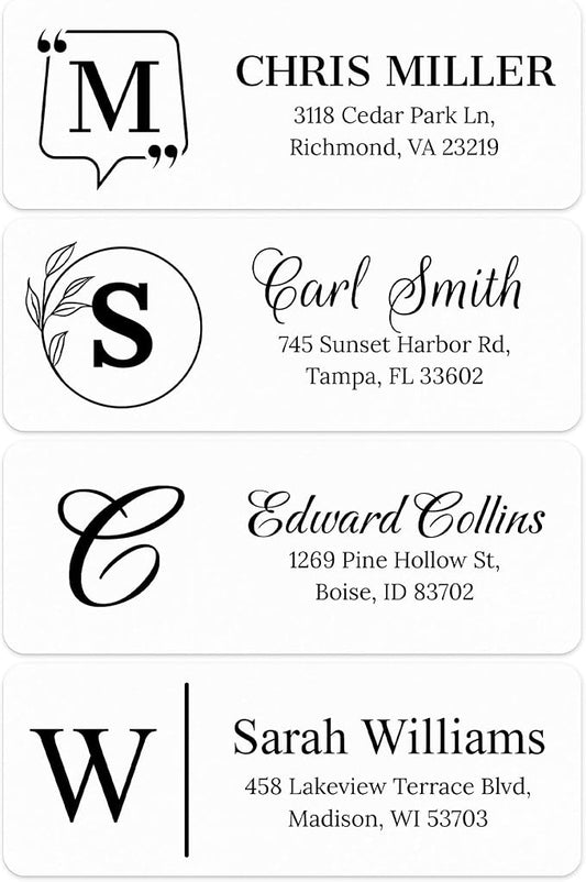 Personalized Return Address Labels, Custom Address and Name Mailing Labels Square for Envelopes & Branding - Typographic 1x2.6 Inches Flat Sheet of 60-1200 Made in USA by My Sign Center
