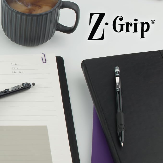 Zebra Pen, Z-Grip Mechanical Pencil, Comfort Grip, 0.7mm Lead, #2 HB, Pre-Loaded with Lead and Eraser, for School, Office, Everyday Use, Refillable, Black Barrel, 12-Pack, (50410AMZ)