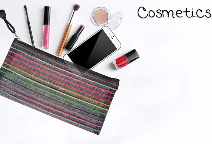 selizo 6 Pcs Pencil Pouch Plastic Pencil Cases Zipper Mesh Pouch Bag for Office Pen Cosmetic Makeup