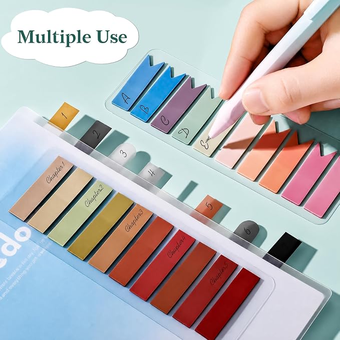 Temiary 2600 Pcs Transparent Sticky Index Tabs for Annotating, Colorful Books Tabs Clear Flags Strip Notes Tabs, Translucent Writable and Repositionable Page Marker for Bible Study Notebooks (Vintage)