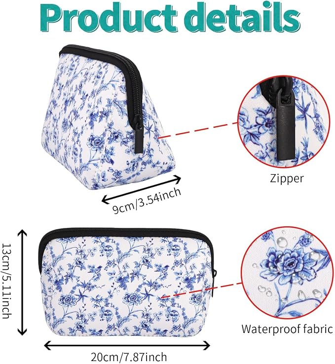 Cosmetic Bag Waterproof Neoprene Zipper Pouch Travel Portable Toiletry Makeup Bags Organizer Case for Women and Girls