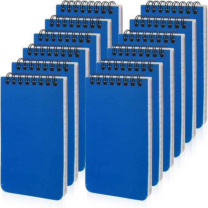 12 Pack mini Spiral Steno Pads,3x5 Inch Small Pocket Notebooks,75 Sheets/150 Pages College Ruled Lined Note Pads For Kids Adults Outdoor,Home,School,Office (Blue)