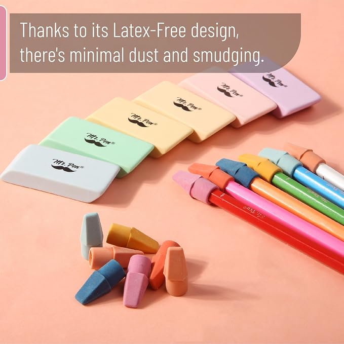Mr. Pen- School Eraser Combination Set, 66 Pack, Colorful | Latex Free Erasers for School, Office, Art Sketching, Homework, Exams, Clean Smudge-Free Correction